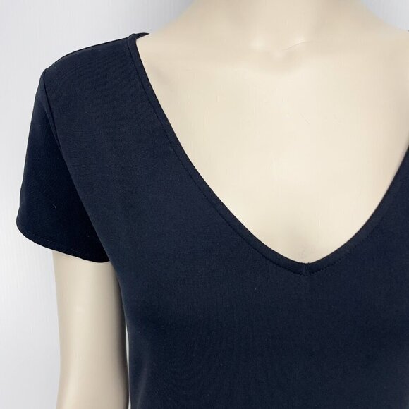ESPRIT T-Shirt Bodycon sz Large* Stretch V-Neck Black Gothcore Maxi‎ Midi Dress - Picture 4 of 9